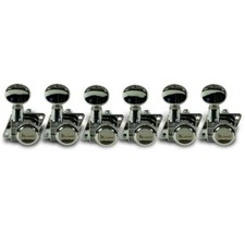Kluson 6 In Line Locking Revolution F-Mount Tuners staggered KRFL-6BX-C