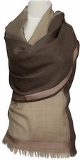Lightweight scarf stripes wool silk brown beige scarf silk wool Brown