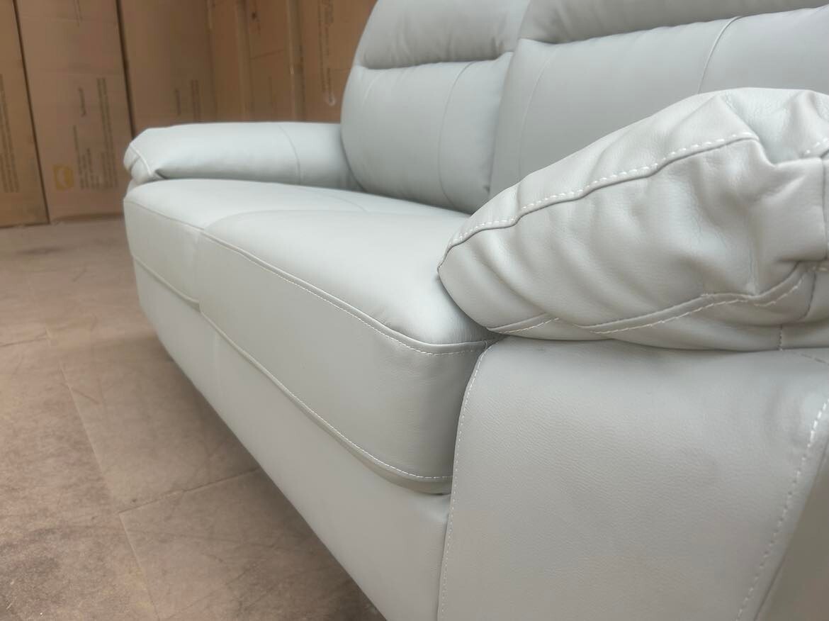 EXDISPLAY Model 2 Seater Light Grey PU Faux Leather sofa, CLEARANCE