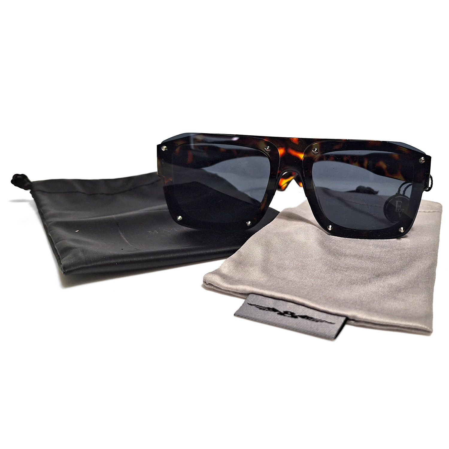 Stylish Rectangular Shield Sunglasses with Havana… - image 2