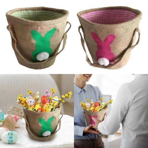 Easter Basket Easter Bunny Bucket Handbag Reusable Treats Gift Bag Cute Pattern - Picture 1 of 7