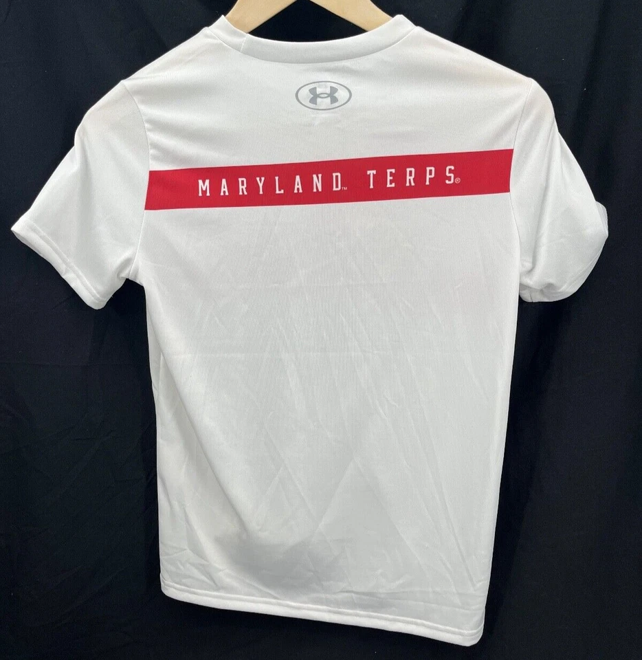 NUEVA Camiseta Maryland Terrapins UMD terps Under Armour Blanca Roja SS Juvenil Niños M Foto 2 de 4