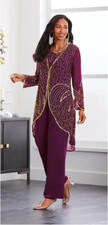 Size 12 Ashro Yasia Purple Mother Of The Bride Wedding 3 Pc Duster Pant Set Suit