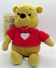 Winnie the Pooh Plush Bean Bag Knitted Heart Red Sweater Disney Store NWT 8"