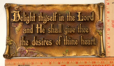 A.E. Mitchell Art Co 1923 Metal Plaque Delight thyself the Lord 11'' X 6'' AE