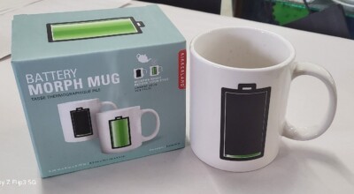Kikkerland Morph Coffee Mug Cup Battery Design & Box - Unused Charge Up Your Day