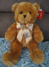Ms Teddy Bear Inc Light Brown Plush Sitting Bear With Bow 15" 2016
