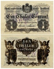 1 talar courant, książę. Instrukcja kas waldeckich, 1854, reprodukcja