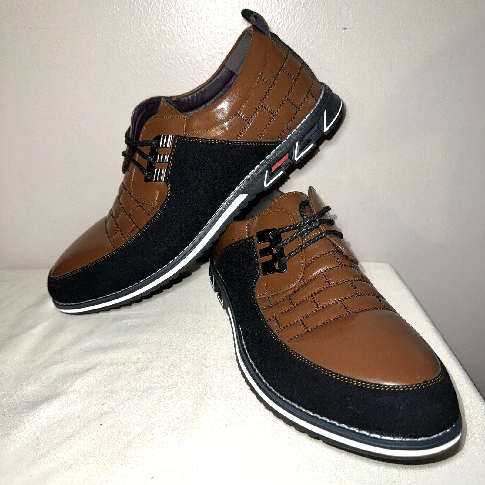 SAOLA Scarpe ortopediche in pelle Gatsby Oxford Derby marroni nere taglia 13 5 US