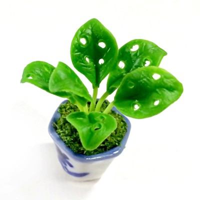 Light Pink Gloxinia Clay Flower Ceramic Pot Dollhouse Miniature Tiny Handmade