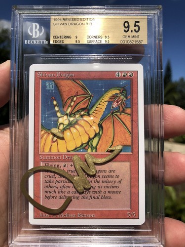 SHIVAN DRAGON, REVISED ED, 1994 MTG, BGS 9.5, GEM MINT, MELISSA BENSON SIGNED! - Picture 1 of 4