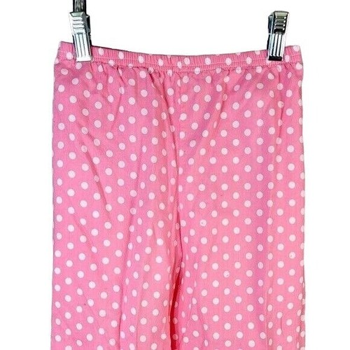 Girls Ruffle Pull On Pants Pink Size 7 White Green Lined Polka Dot Full Length - Picture 2 of 6