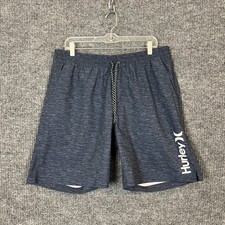 Hurley Mens Static Volley Swim Shorts Size XL Heathered Blue Pockets Beach Surf