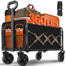Wagons Cart Foldable with Wheels Collapsible: 360LBS Portable Heavy Duty Folding