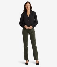 NYDJ Marilyn Straight Leg Sage Leaf Olive Green Corduroy Pants Size 00