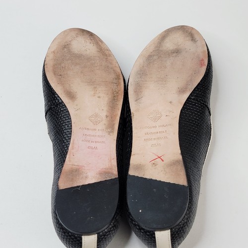 Antonio Melani 8.5M Ruth Raffia Mary Jane Black Beige Ballet Flats Career Shoes - Picture 9 of 10