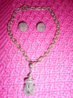VINTAGE PRETTY SILVERTONE CHANDELIER-DANGLE CHAIN PENDANT NECKLACE/EARRINGS — photo 2