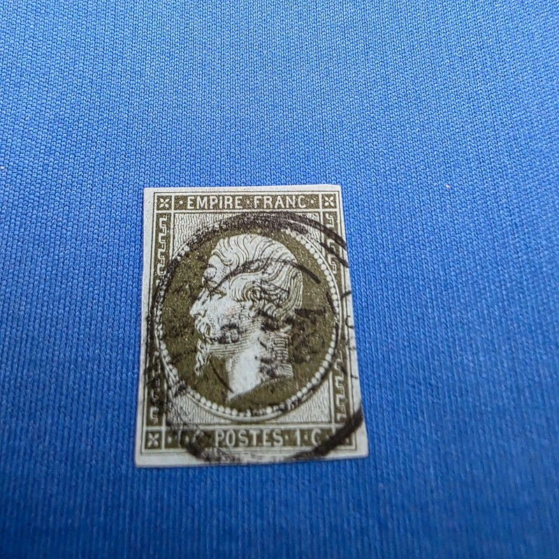 France Scott# 12a, 1861 1c, Napoleon III, w/SON cncl, A Margins, VF