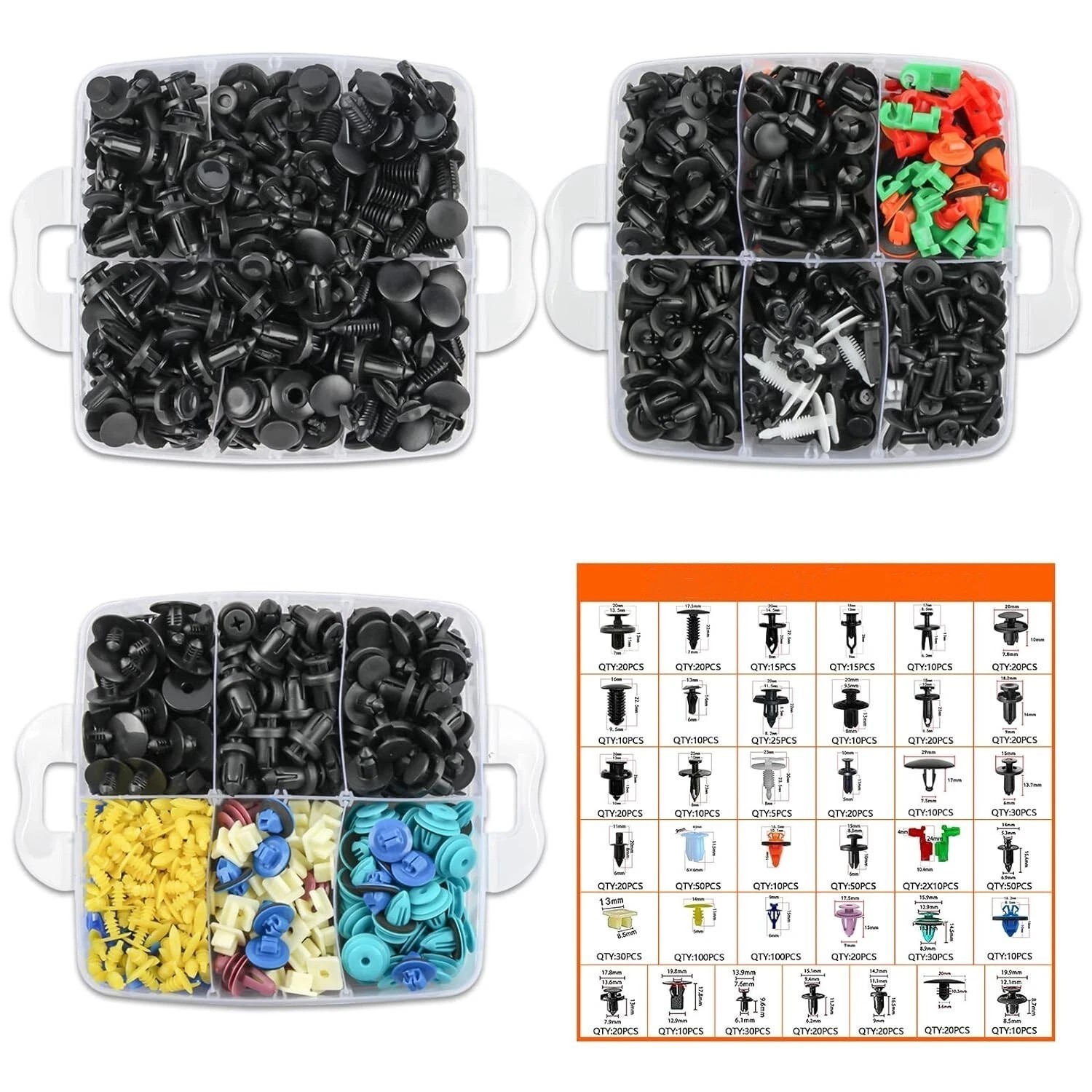 1300Pcs Car Retainer Clips Auto Fasteners Fender Push Trim Clip Pin Rivet Bumper