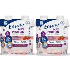 Ensure Max 30g Protein Nutrition Shake, 1g Sugar, Creamy Strawberry, 11 oz, 8 ct