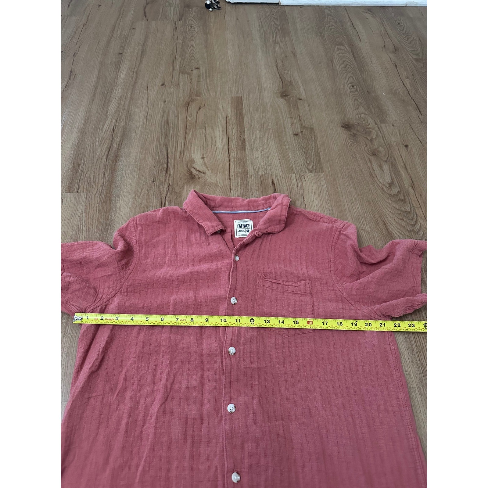 FatFace Mens L Regular Short Sleeve Button Up Shirt Casual Textured image 3