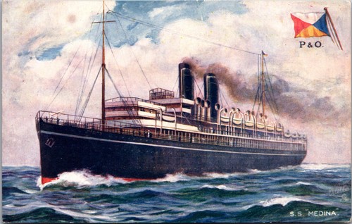 S.S. Medina P&O Line Postcard Raphael Tuck Oilette Steam Ship c. 1911 England