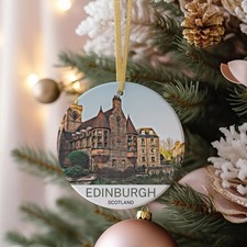 Edinburgh Travel Ornament, Christmas Gift, Edinburgh Holiday Souvenir, Christmas