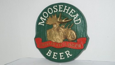 Vintage MOOSEHEAD CANADIAN LAGER BEER 3D Wall Sign Moose Molded Import Pub Bar