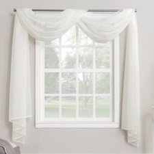 Sheer Voile Window Curtain Scarf White- 216"x59"