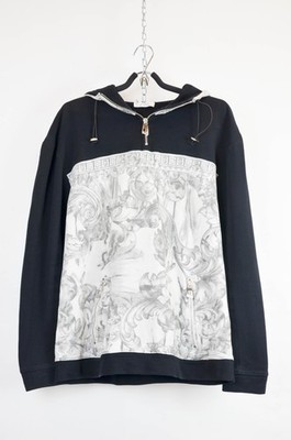Versace Collection Baroque Print Hoodie Black White   Size L