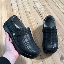 Alegria Karmen Clogs Womens 39 Black Plaid Leather Slip On Comfort Shoes