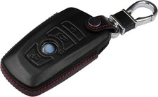 Genuine Leather Key Fob Cover for 1 Series 2 3 4 5 6 7  Color: Leather - Black