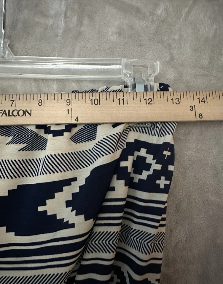 A’GACI Strapless Jumpsuit Size M Blue Ivory Tribal Print Wide Leg Boho Lounge - Image 3 of 4