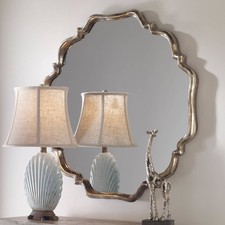 Uttermost Valentia 32" Oxidized Silver Rust Gray Round Wall Mirror