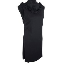 New w/tag J.CREW Size Medium LBD Modal Rayon Ruffled Neckline Knit A-line Dress