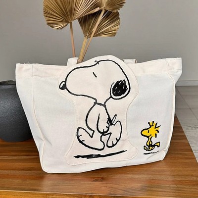 Cute Peanuts Snoopy and Friends Canvas Tote Bag Reusable Shopper Gift NWT