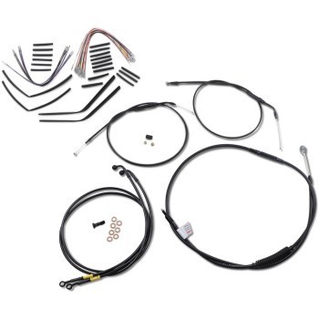 Burly Cable and Brake Line Kits Black 14'' Apes for 2008-2011 Harley Fat Bob