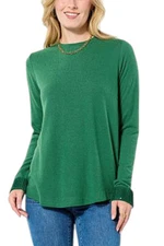 DG2 Women's Brushed Knit Rhinestone Embellished Top Spruce