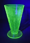 Vtg Federal Glass Uranium Madrid Green Pattern 5" Footed Tumbler ~See Photos~