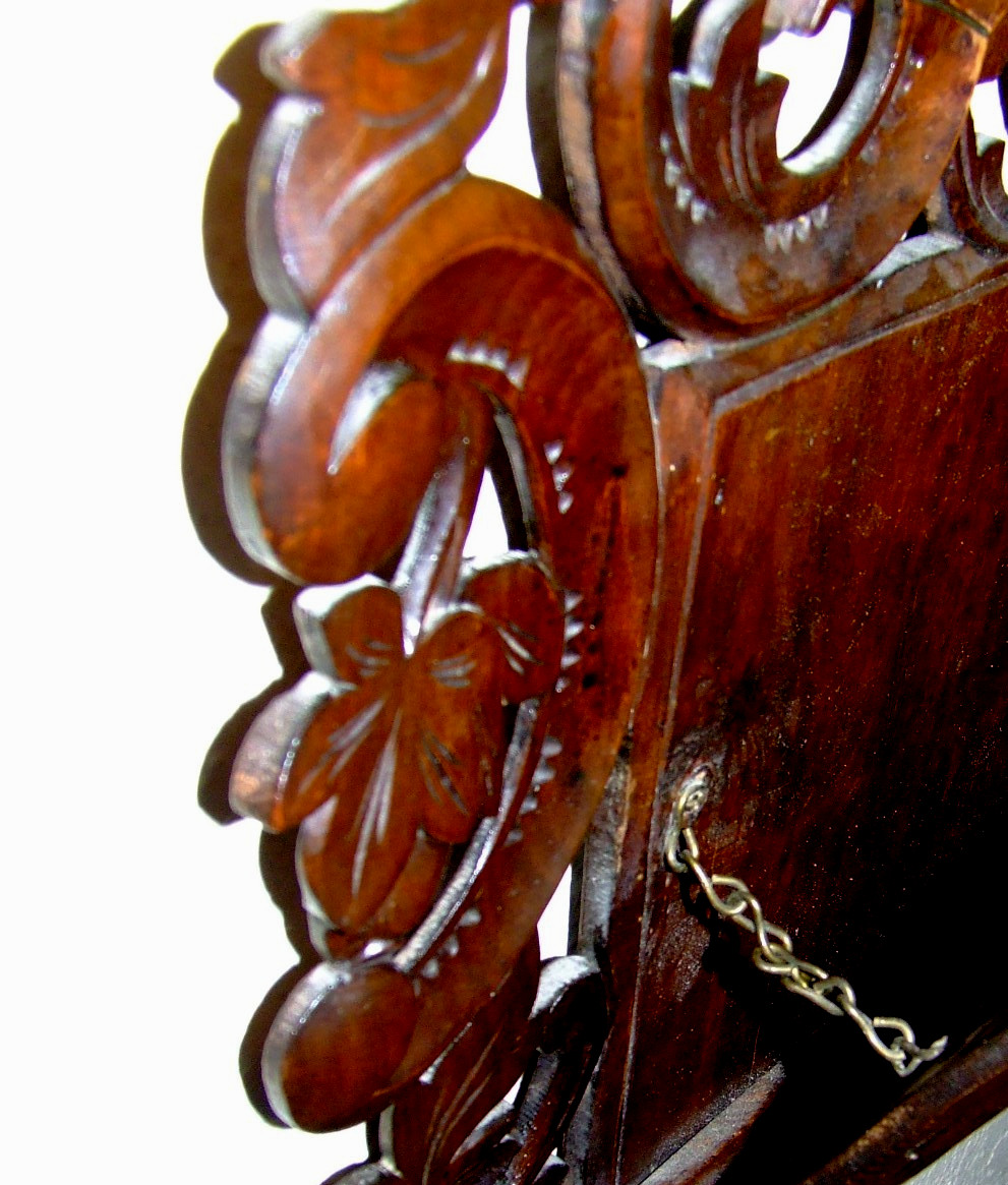 Antique 1890 Victorian Carved Black Forest Wall Letter Holder ~ Ornate Design ~