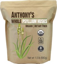 Anthony's Organic Whole Psyllium Husks, 1.5 lb, Dietary Fiber, Gluten Free,...