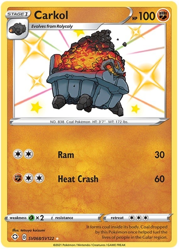 Carkol - SV068/SV122 - Shiny Holo Rare - NM - Shining Fates