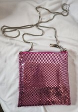 Vintage Whiting  Davis Pink Mesh Cross Body Bag