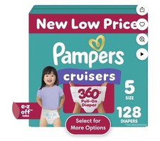 Pampers Cruisers 360 Diapers Size 5, 128 Count, Pull-On Leakproof Baby Diapers