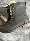 Sorel NEW Emelie Genuine Shearling Short Lace Cozy Black Leather Boots Women 7.5 — photo 9