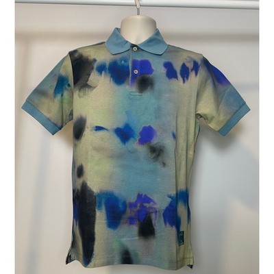 NWT Authentic Paul Smith Men's Ink Spill Abstract Print Polo Shirt Size S