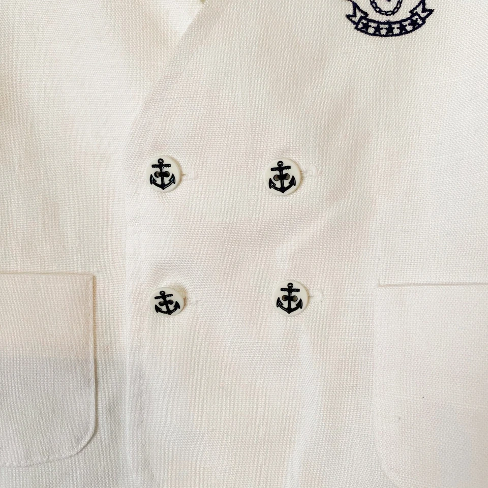Blazer marinero vintage Jack Jar Togs niños lino blanco talla 4T Foto 4 de 4