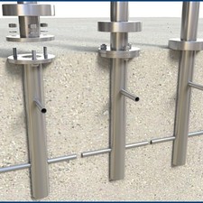 Edelstahl Boden Beton Anker Gel&auml;nder Pfosten Halter &Oslash; 42,4 mm V2A Pfostentr&auml;ger