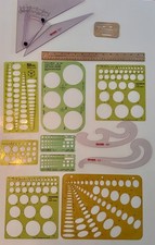Vintage Berol RapiDesign, Koh-I-Noor Timely drafting templates Lot Of 12
