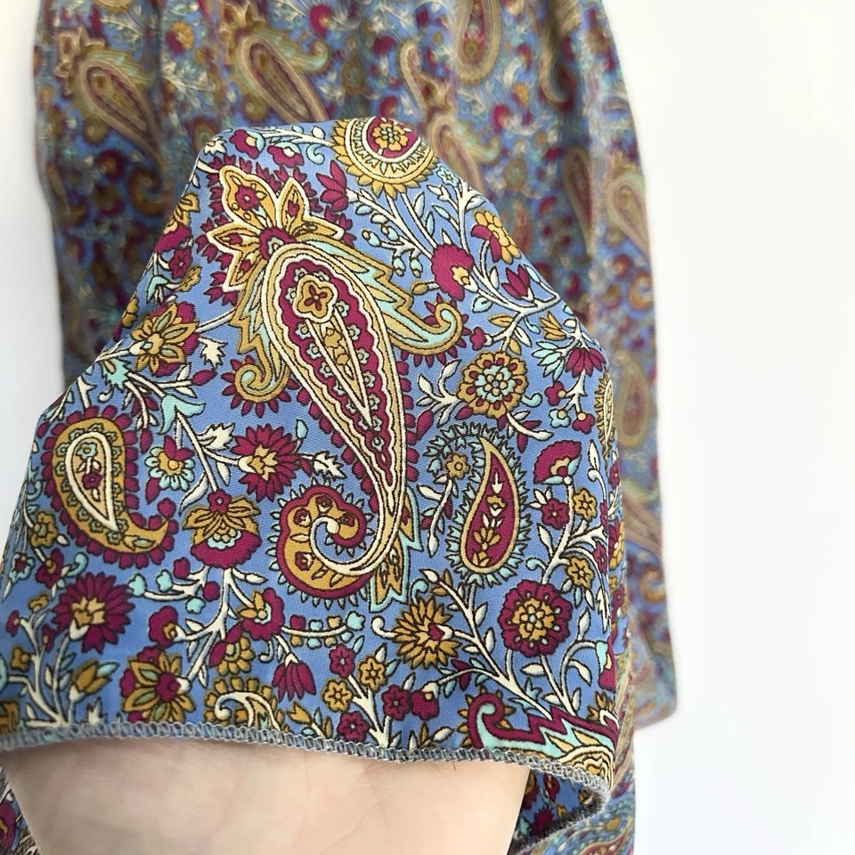 Vestido Boho Gitano Midi Mediano Seda Viscosa Pradera Campesino Calado Ligero Foto 4 de 4